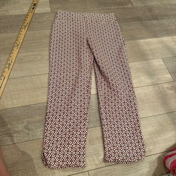 Red & White Floral Patterned High-Waisted Pants Croft & Barrow Size 8 - Picture 1 of 10